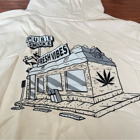 NEW FRESH VIBES PURE SMOKE CREAM HOODIE SZ MEDIUM M - Picture 4 of 8